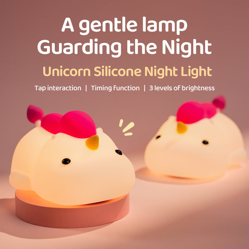 Chubby Unicorn Silicone Squishy Night Light Perfect Gift Sleep Companion Stress Relief