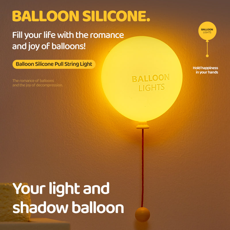 Balloon Silicone Squishy Night Light with String Switch LED Wall Hanging Lamp Perfect Gift