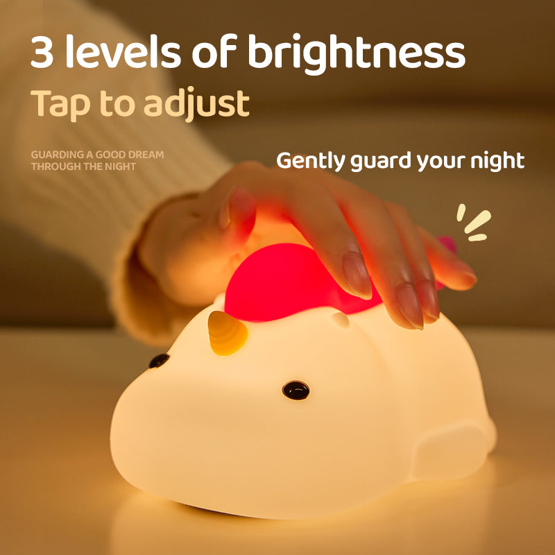 Chubby Unicorn Silicone Squishy Night Light Perfect Gift Sleep Companion Stress Relief