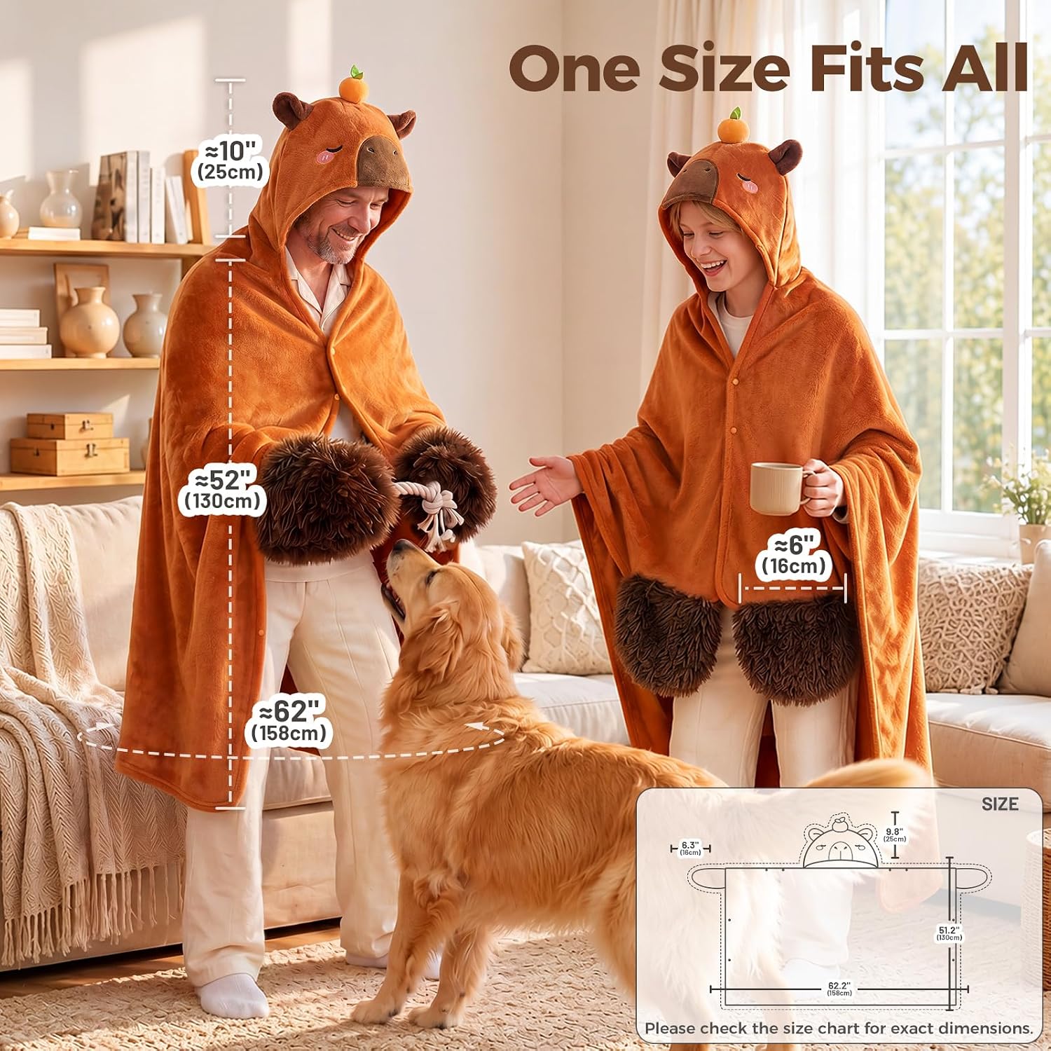Mewaii® Capybara Wearable Blanket Hoodie Ultra Soft Oversized Cozy Blanket for Warm Hugs & Relaxing Moments