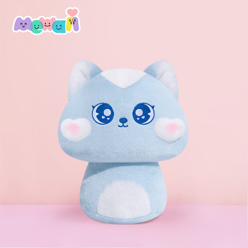 MeWaii® Mushroom Family Dudu Blue Cat Kawaii Plush Pillow Squish Toy