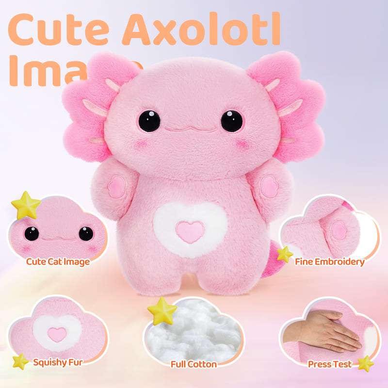 MeWaii® Squishy Loving Axolotl Pink Plush Kawaii Pillow Plush Toy