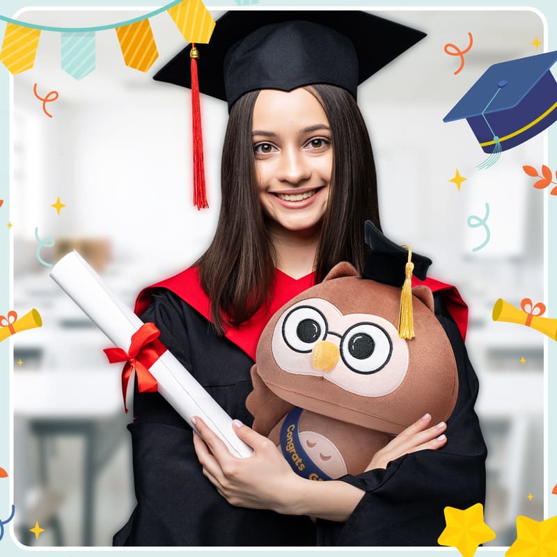MeWaii® Graduation Plush Owl with Graduation Cap, Diploma Graduation Stuffed Animal Gift