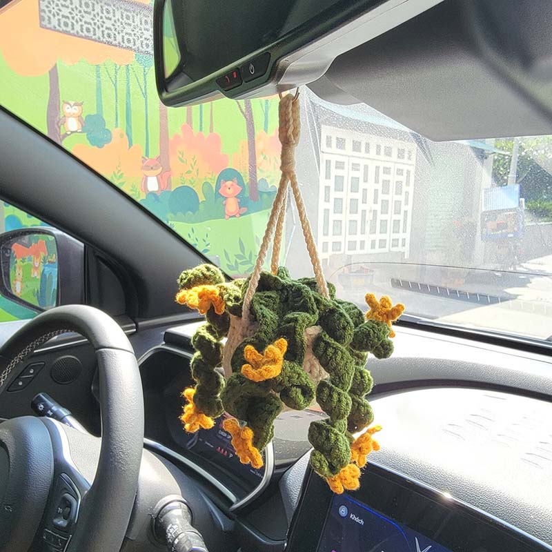 MeWaii® Handmade Crochet Flowers and Potted Plants Car Hanging