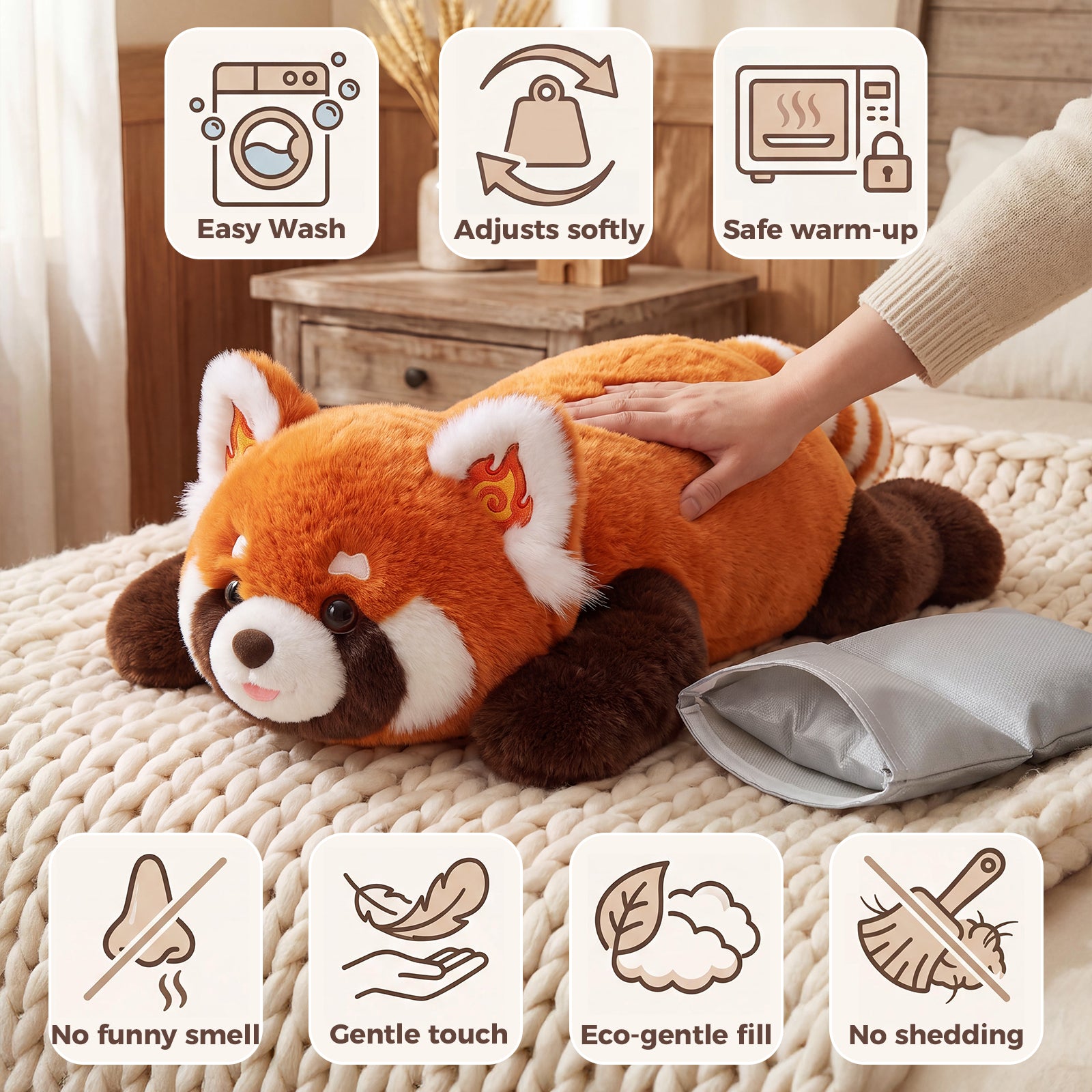 MeWaii® Red Panda Weighted Stuffed Animals with Microwavable Heating Pad