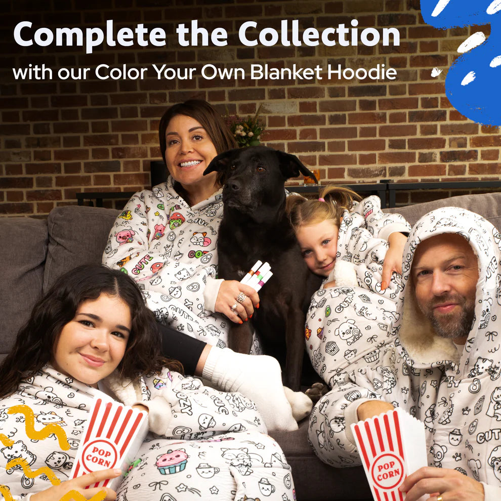 MeWaii® Color-in Blanket – Stress-Relief DIY Blanket with Included Coloring Pens