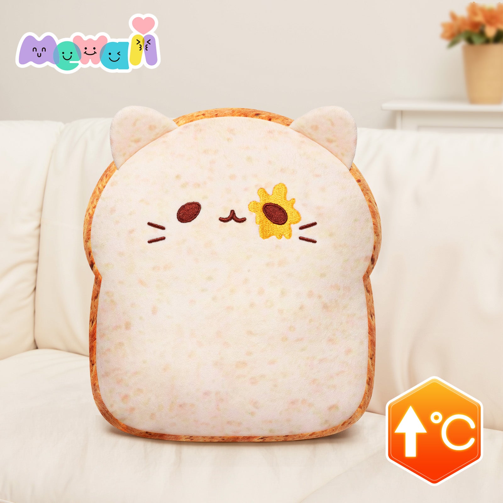 MeWaii® Heating Family Toast Bread Kawaii Stuffed Animal Unscented Microwavable Warmable Heating Pad Plush Toy