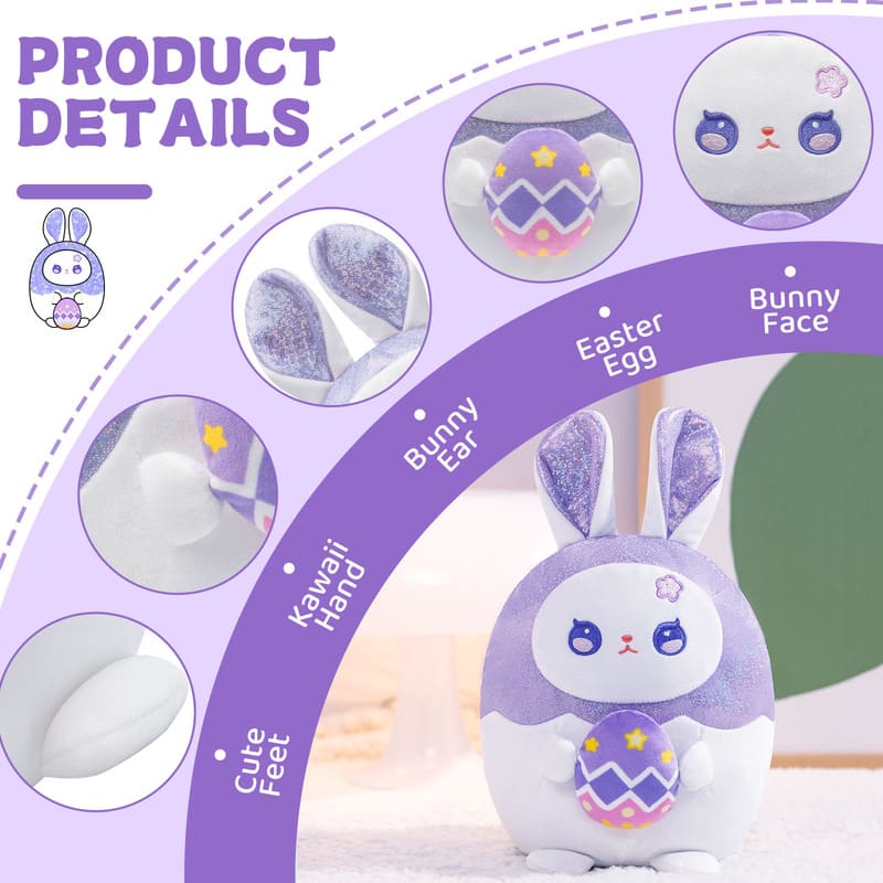 MeWaii® Stuffed Animal Kawaii Bunny/Rabbit Plush Pillow Squishy Toy With Hoodie
