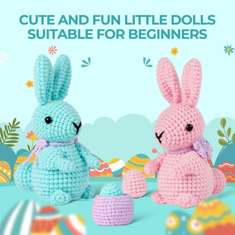 MeWaii® Crochet Bunny Crochet Kit For Beginners With Easy Peasy Yarn