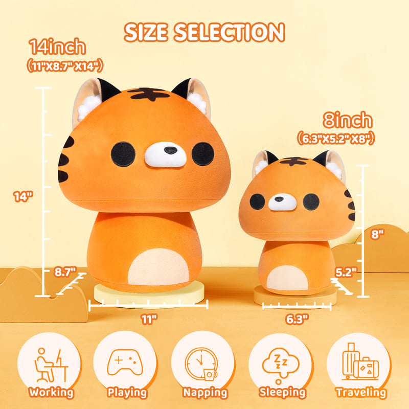 MeWaii® Mushroom Family Tiger Kawaii Plush Pillow Squish Toy