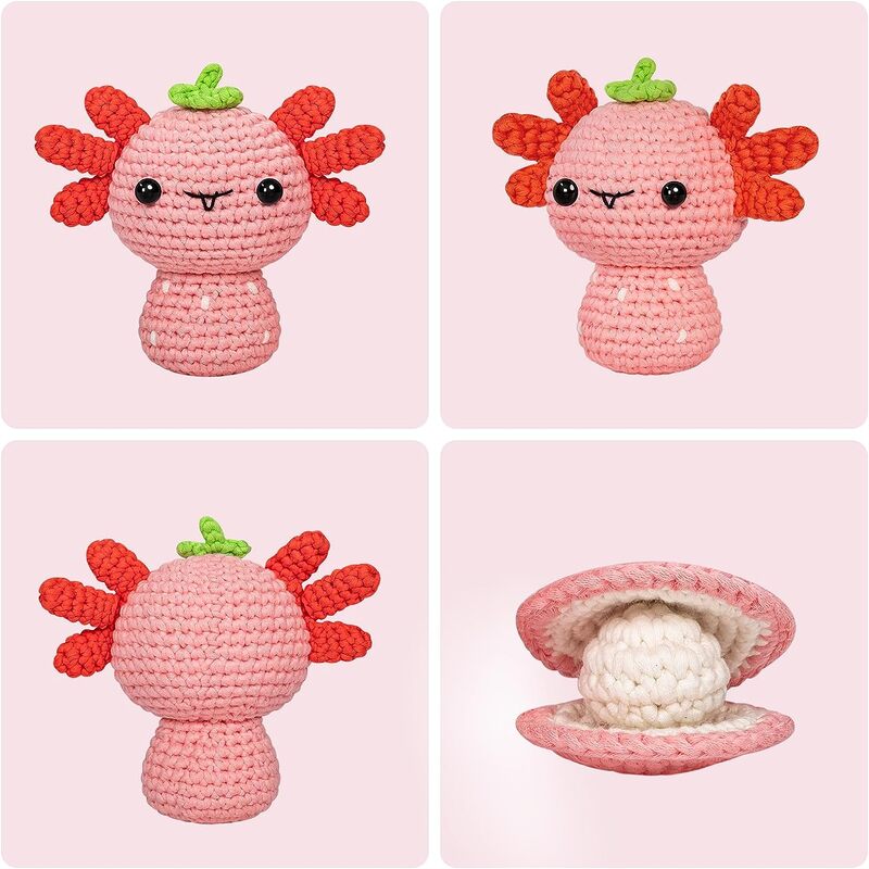 MeWaii® Crochet Axolotl Crochet Kit for Beginners with Easy Peasy Yarn