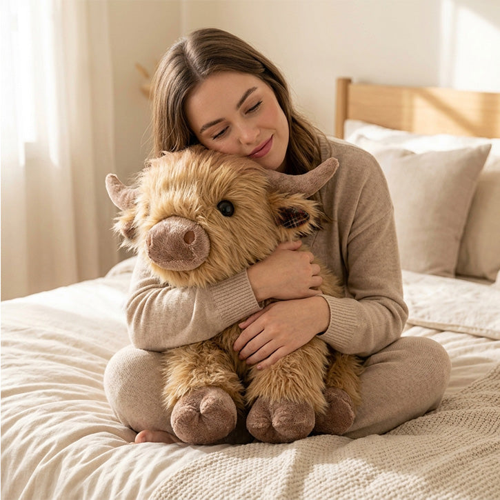 Highland Cow Weighted Stuffed Animal with Microwavable Heating Pad