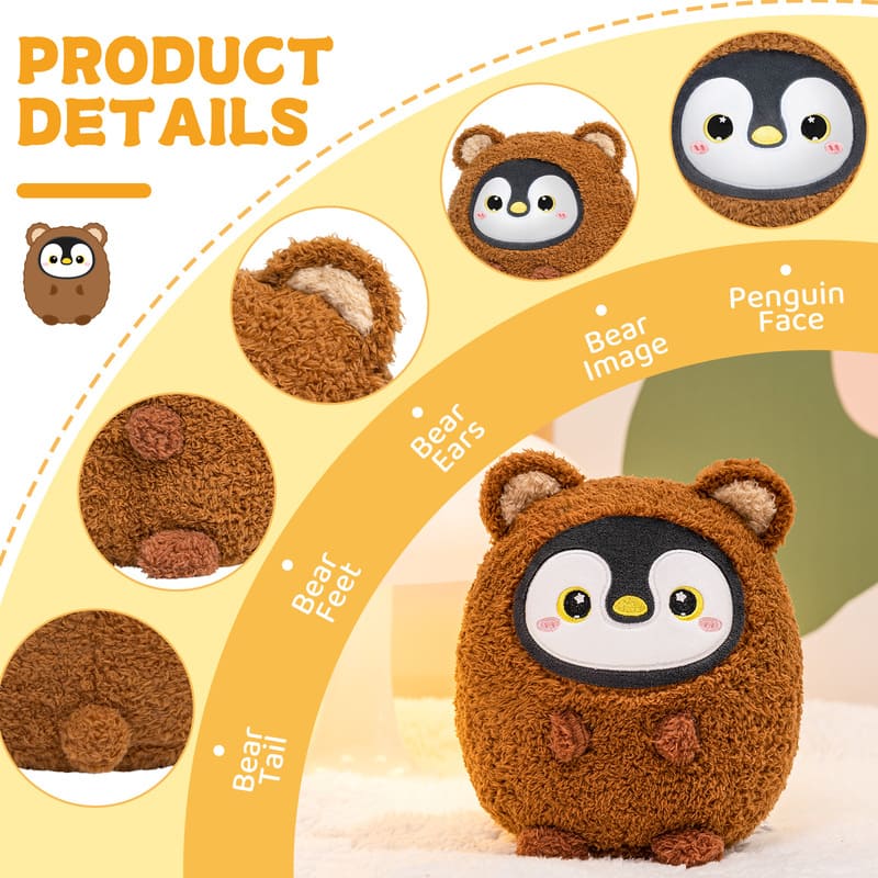 MeWaii® Stuffed Animal Kawaii Penguin Plush Pillow Squishy Toy With Hoodie