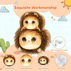 MeWaii® Fluffffy Family Cat with Lion Cat Stuffed Animal Kawaii Plush Pillow Squishy Toy