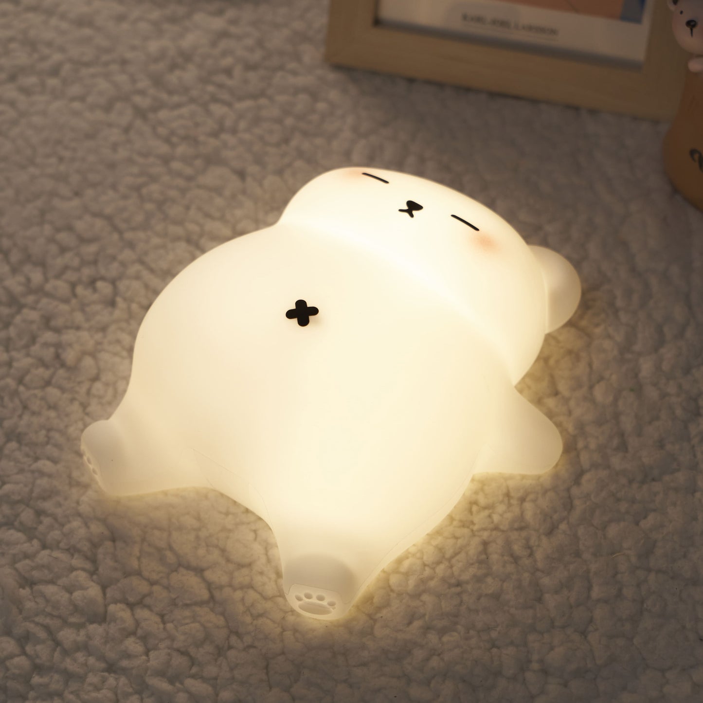 Squishy Silicone Snuggly Breathing Bear LED Night Light - Perfect Gift for Kids and Girls