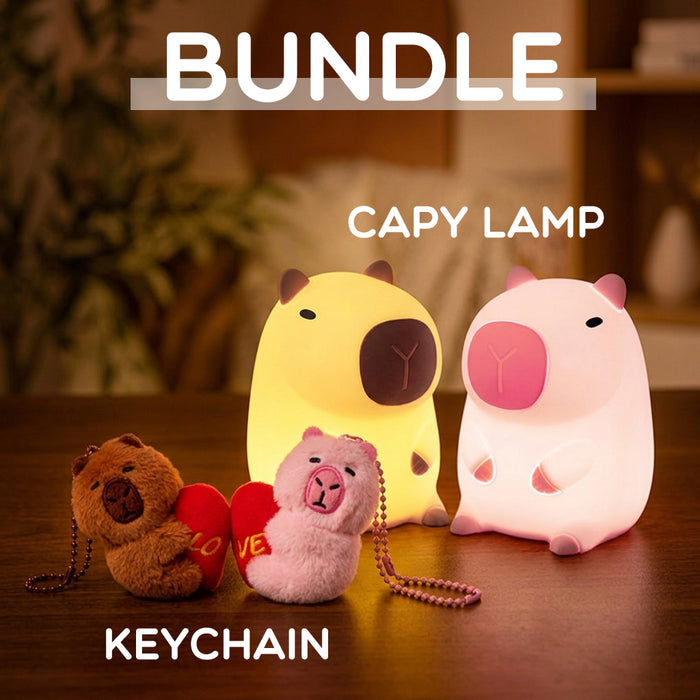 MeWaii® Capybara with Keychain Bundle Squishy Night Light - Perfect Gift