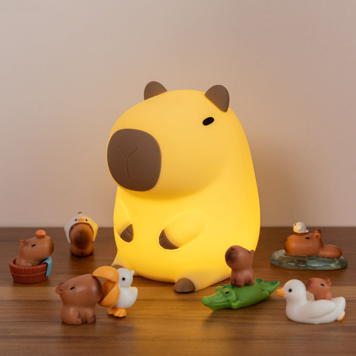 Over 5+ Pcs Miniature Capybara Figurines Cute Set Squishy Silicone Night Light DIY Desk Collection Resin