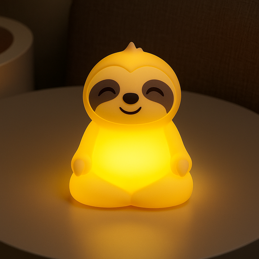 Meditating Sloth Squishy Silicone  Calm Glow Night Light Sitting Pose Lamp Perfect Gift