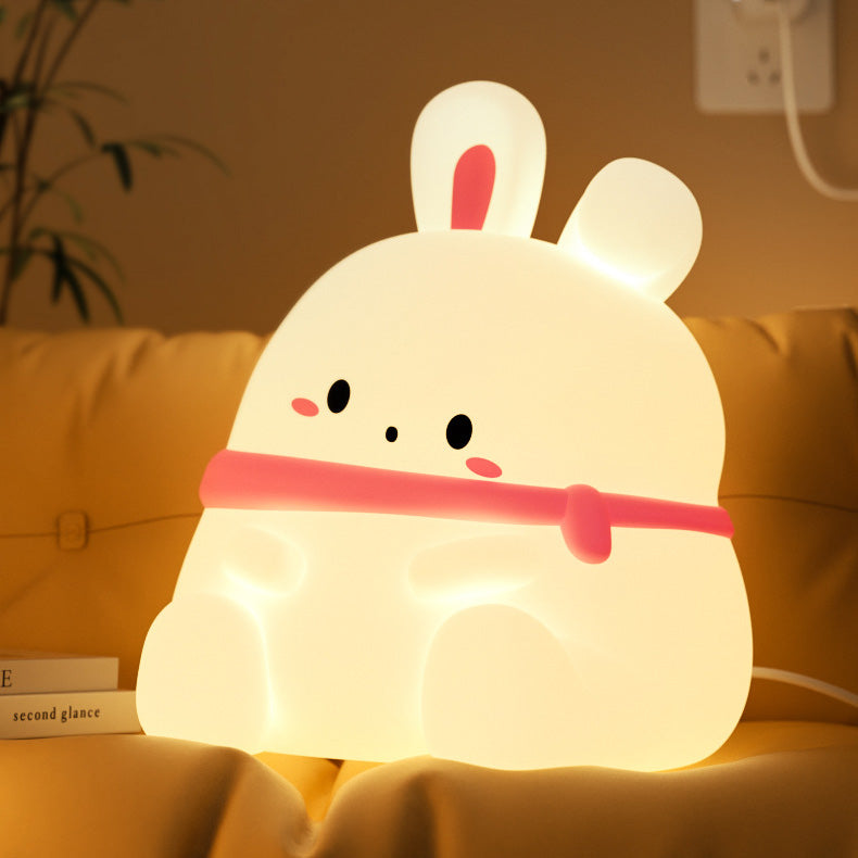 Squishy Silicone Blush Bunny LED Night Light - Perfect Gift for Kids and Girls