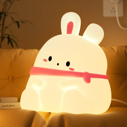 Squishy Silicone Blush Bunny LED Night Light - Perfect Gift for Kids and Girls