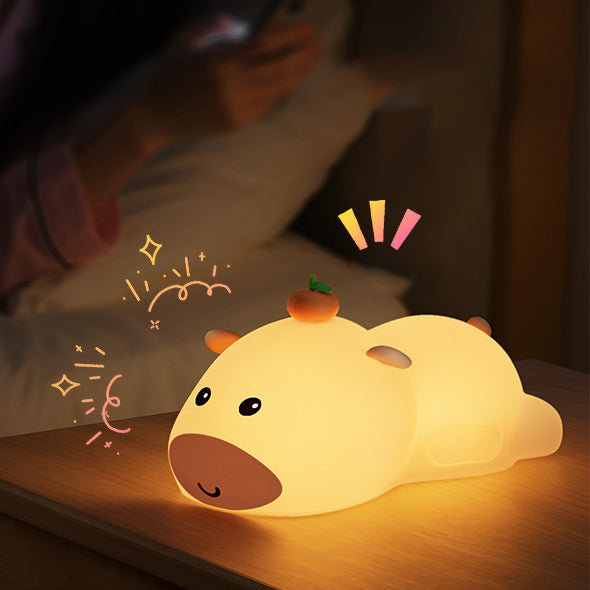 Lying Capybara Squishy Silicone Night Light Soft Glow Cute Collectible Perfect Gift
