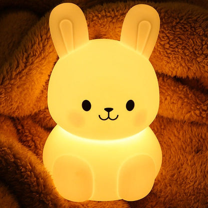 Squishy Silicone Kawaii Bunny LED Night Light - Perfect Gift for Kids and Girls
