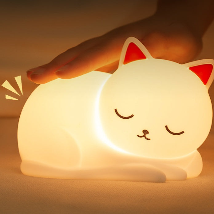 Squishy Silikon Nickerchen Katze LED-Nachtlicht - Perfektes Geschenk für Kinder und Mädchen
