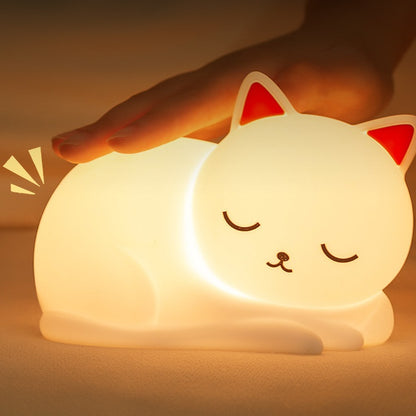 Squishy Silikon Nickerchen Katze LED-Nachtlicht - Perfektes Geschenk für Kinder und Mädchen