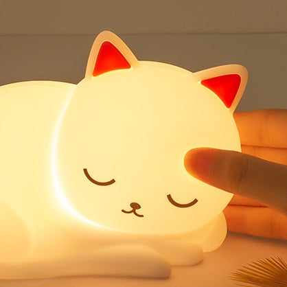 Squishy Silikon Nickerchen Katze LED-Nachtlicht - Perfektes Geschenk für Kinder und Mädchen