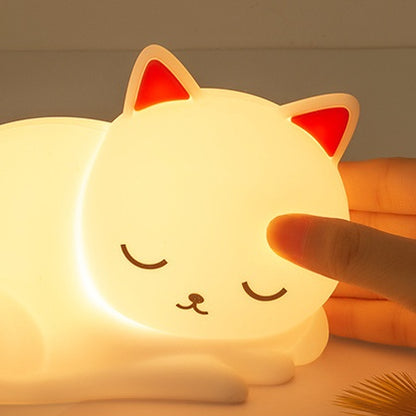 Squishy Silikon Nickerchen Katze LED-Nachtlicht - Perfektes Geschenk für Kinder und Mädchen
