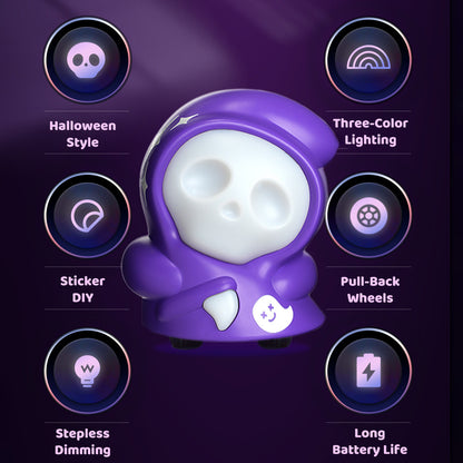 Reaper  Night Light with Rolling Base and Dimmable Blade Touch Cute Skeleton Lamp Perfect Gift