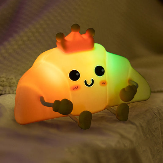 Croissant Smile Night Light White Noise Feature Cute Design Soft Silicone Squishy Sleep Aid