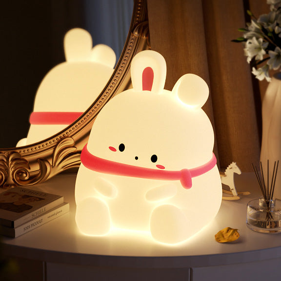 Squishy Silicone Blush Bunny LED Night Light - Perfect Gift for Kids and Girls