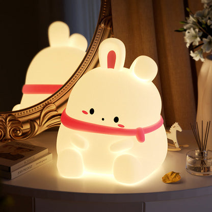 Squishy Silicone Blush Bunny LED Night Light - Perfect Gift for Kids and Girls