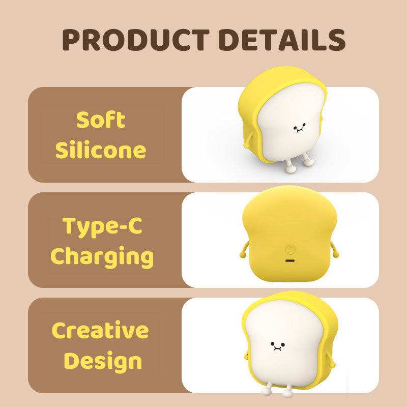 Toast Silikon Squishy Nachtlicht für Schreibtisch Kawaii Brot Lampe perfektes Geschenk