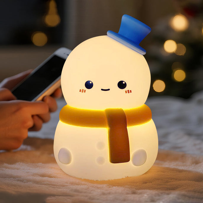 Snowman Christmas Edition Silicone Squishy Night Light Holiday Glow Gift-Ready Seasonal