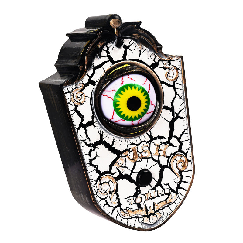 One-Eyed Halloween Doorbell Haunted Castle Wall Hanging with Moving Eye Ring Sound Effect