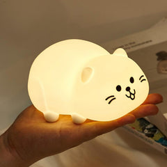 Huggwaii White Kitten Relaxed Silicone Squishy Night Light Lying Down Perfect Gift
