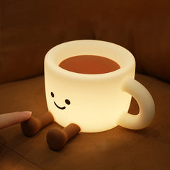 Coffee Cup Squishy Silicone Night Light Soft Glow Cute Collectible Fun Decor Perfect Gift
