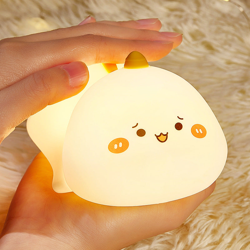 Squishy Silicone Frowning Dinosaur LED Night Light - Perfect Gift for Kids and Girls