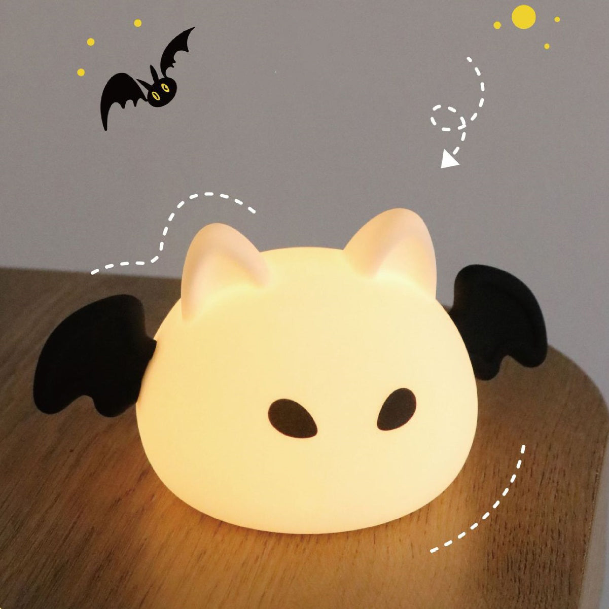 Squishy Silikon Kawaii Fledermaus LED-Nachtlicht - Perfektes Geschenk für Kinder und Mädchen