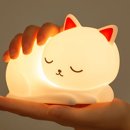 Squishy Silikon Nickerchen Katze LED-Nachtlicht - Perfektes Geschenk für Kinder und Mädchen