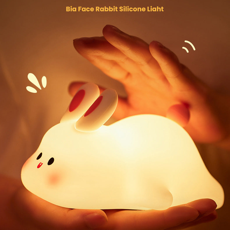 Cute Rabbit Light LED Squishy Lying Bunny Tap Tap Night Lamp Huggwaii