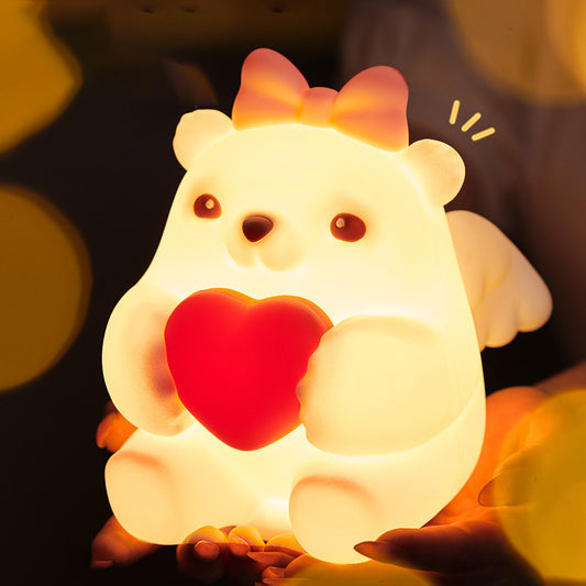 Heart Bear with Wings Night Light Silicone Squishy Cute Lamp Perfect Gift