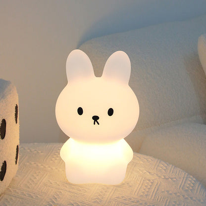 Bunny Night Light Big Head Bouncy Ears Silicone Squishy Bedside Decor Perfect Gift