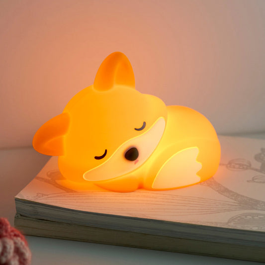 Fox Night Light with Curled Tail Silicone Squishy Animal Design Lamp Perfect Gift