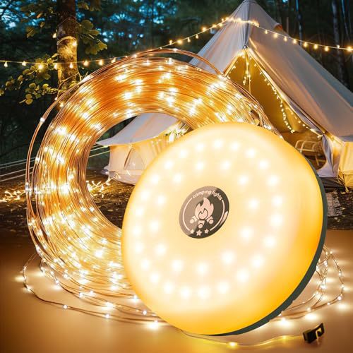 RGB Camping Lights Disk Light with Retractable LED Strip Magnetic & Portable