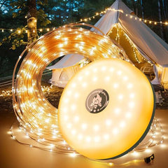 RGB Camping Lights Disk Light with Retractable LED Strip Magnetic & Portable