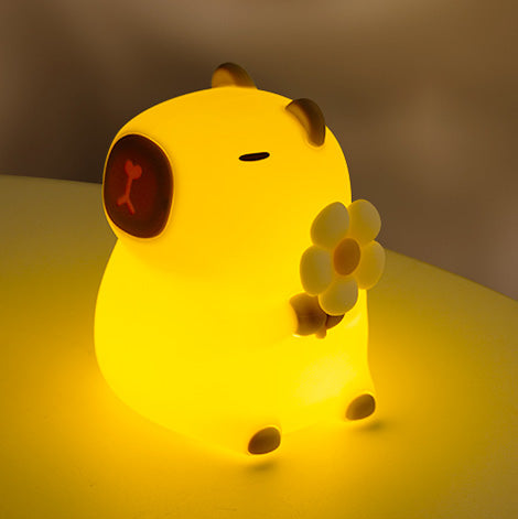 Flower Capybara Squishy Silicone Night Light - Perfect Gift for Kids and Girls