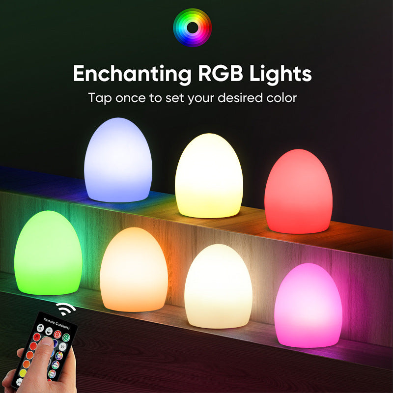 Silicone Egg Night Light RGB Wireless Intelligent Dimmable LED Lamp Desktop Remote Control Bar Cafe